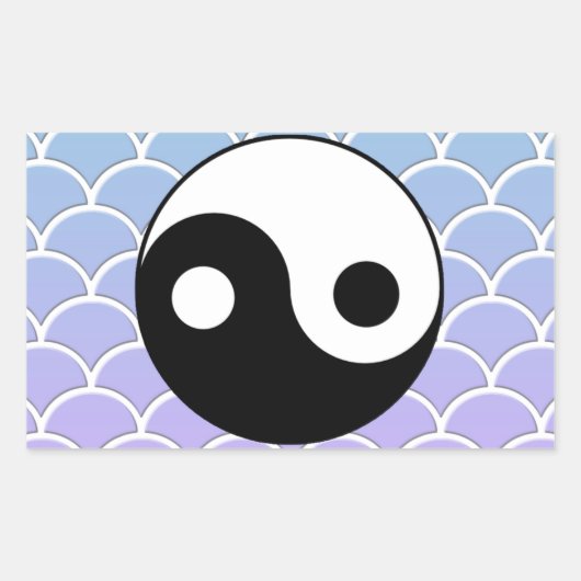 Yin Yang Symbool op Wave Achtergrond Rechthoekige Sticker (Voorkant)