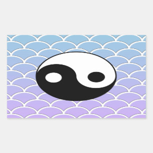 Yin Yang Symbool op Wave Achtergrond Rechthoekige Sticker