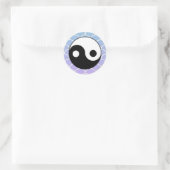 Yin Yang Symbool op Wave Achtergrond Ronde Sticker (Tas)
