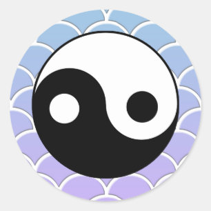 Yin Yang Symbool op Wave Achtergrond Ronde Sticker