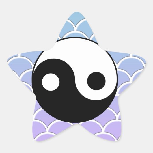 Yin Yang Symbool op Wave Achtergrond Ster Sticker (Voorkant)