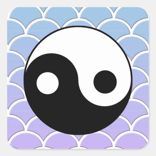 Yin Yang Symbool op Wave Achtergrond Vierkante Sticker (Voorkant)