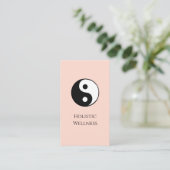 Yin Yang Symbool QR code Roos Goud Eenvoudig Holis Visitekaartje (Staand voorkant)