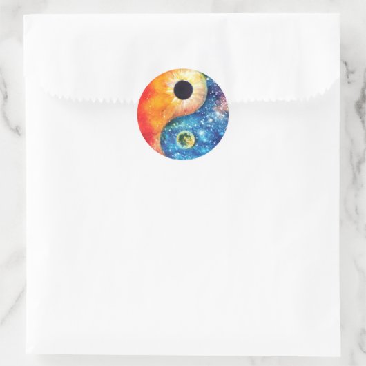 yin-yang-symbool ronde sticker (Tas)