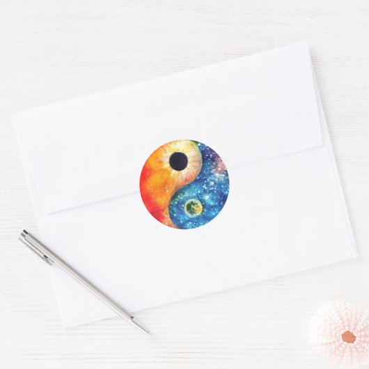 yin-yang-symbool ronde sticker (Envelop)