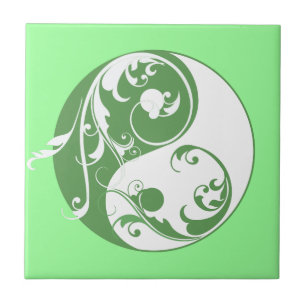 Yin Yang Symbool schuiven (groen) Tegeltje
