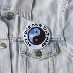 Yin Yang-symbool - solide tatoeage ontwerp Ronde Button 7,6 Cm