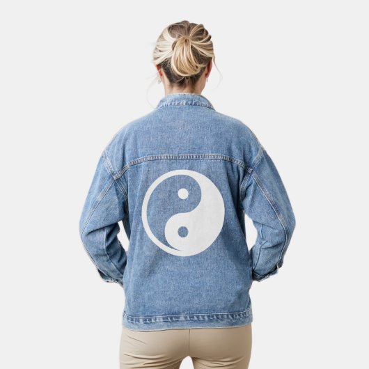 Yin Yang-symbool - solide tatoeage ontwerp wit Denim Jacket (Model)
