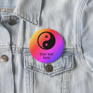 Yin Yang-symbool - solide tatoeageontwerp Ronde Button 7,6 Cm