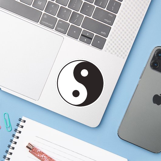 Yin yang-symbool sticker (Laptop met iPhone)