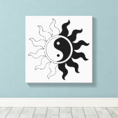 Yin Yang symbool zon Canvas Afdruk (Insitu (Houten vloer))