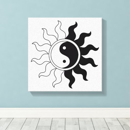 Yin Yang symbool zon Canvas Afdruk (Insitu (Houten vloer))