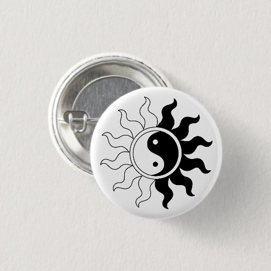 Yin Yang symbool zon Ronde Button 3,2 Cm (Voorkant /achterkant)