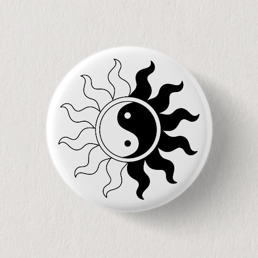 Yin Yang symbool zon Ronde Button 3,2 Cm (Voorkant)