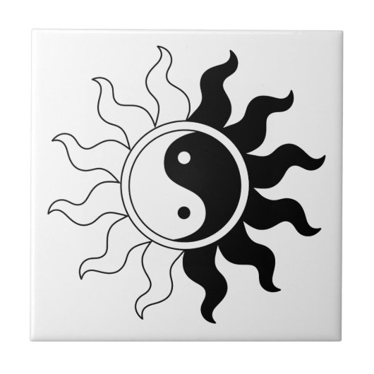 Yin Yang symbool zon Tegeltje (Voorkant)