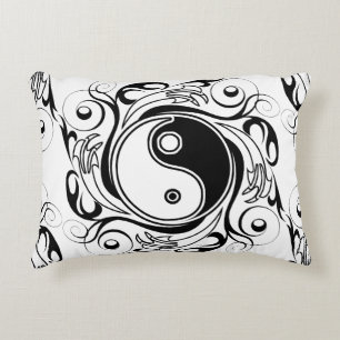 Yin & Yang Symbool Zwart en Wit Tattoo Stijl Accent Kussen