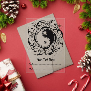 Yin & Yang Symbool Zwart en Wit Tattoo Stijl Acryl Uitnodigingen