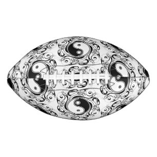 Yin & Yang-symbool Zwart en Wit Tattoo Stijl American Football