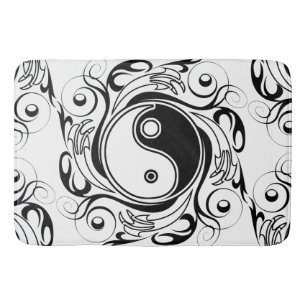 Yin & Yang Symbool Zwart en Wit Tattoo Stijl Badmat