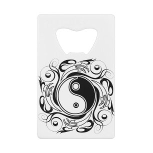Yin & Yang Symbool Zwart en Wit Tattoo Stijl Creditkaart Flessenopener