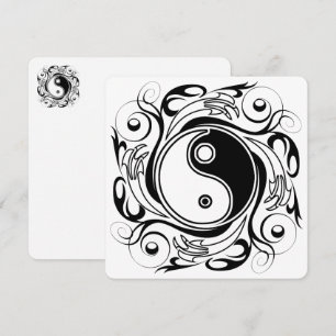 Yin & Yang Symbool Zwart en Wit Tattoo Stijl Feestdagenkaart