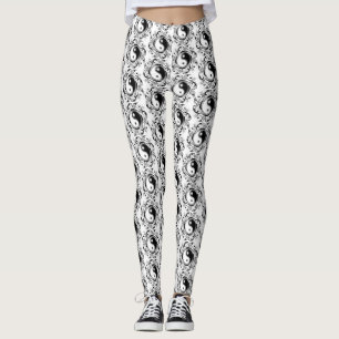 Yin & Yang Symbool Zwart en Wit Tattoo Stijl Leggings