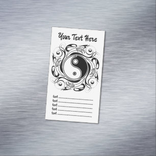 Yin & Yang Symbool Zwart en Wit Tattoo Stijl Magnetisch Visitekaartje