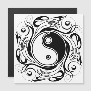 Yin & Yang Symbool Zwart en Wit Tattoo Stijl Magnetische Uitnodiging