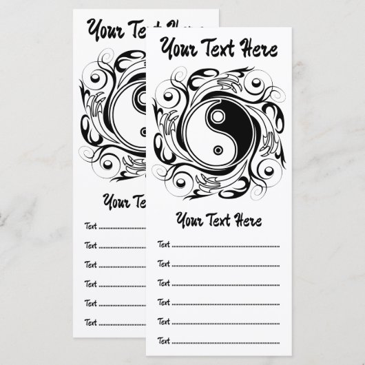 Yin & Yang Symbool Zwart en Wit Tattoo Stijl Menu (Voorkant / Achterkant)