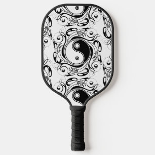 Yin & Yang-symbool Zwart en Wit Tattoo Stijl Pickleball Paddle