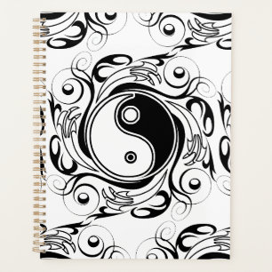 Yin & Yang Symbool Zwart en Wit Tattoo Stijl Planner
