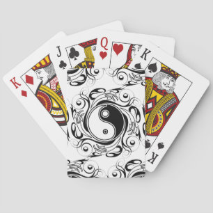 Yin & Yang Symbool Zwart en Wit Tattoo Stijl Pokerkaarten