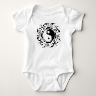 Yin & Yang Symbool Zwart en Wit Tattoo Stijl Romper