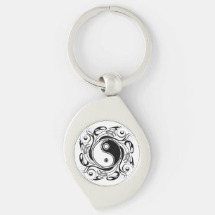 Yin & Yang Symbool Zwart en Wit Tattoo Stijl Sleutelhanger