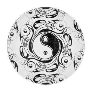 Yin & Yang Symbool Zwart en Wit Tattoo Stijl Snijplank
