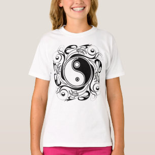 Yin & Yang Symbool Zwart en Wit Tattoo Stijl T-shirt