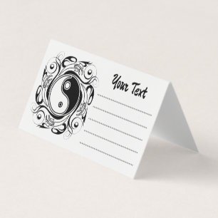 Yin & Yang Symbool Zwart en Wit Tattoo Stijl Visitekaartje