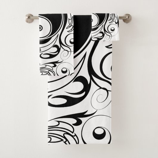 Yin & Yang Symbool Zwart-wit Tattoo Stijl Bad Handdoek (Insitu)