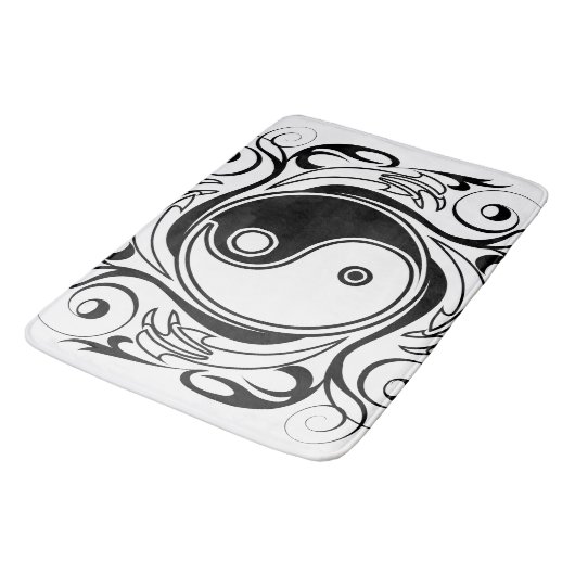 Yin & Yang Symbool Zwart-wit Tattoo Stijl Badmat (Gekanteld)