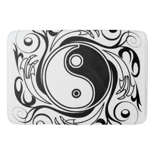 Yin & Yang Symbool Zwart-wit Tattoo Stijl Badmat