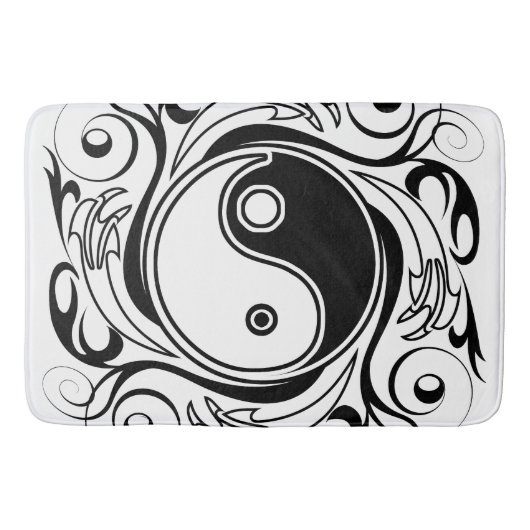 Yin & Yang Symbool Zwart-wit Tattoo Stijl Badmat (Voorkant)
