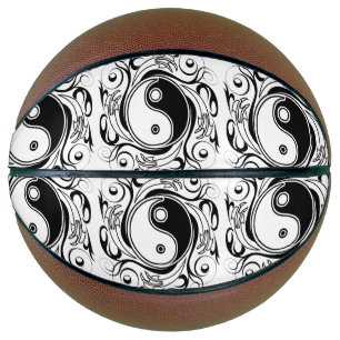 Yin & Yang Symbool Zwart-wit Tattoo Stijl Basketbal