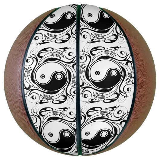 Yin & Yang Symbool Zwart-wit Tattoo Stijl Basketbal (Verticaal)