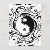 Yin & Yang Symbool Zwart-wit Tattoo Stijl Briefkaart (Voorkant)
