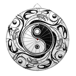 Yin & Yang Symbool Zwart-wit Tattoo Stijl Dartbord