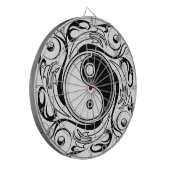 Yin & Yang Symbool Zwart-wit Tattoo Stijl Dartbord (Voorkant Links)