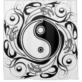 Yin & Yang Symbool Zwart-wit Tattoo Stijl Douchegordijn (Voorkant)