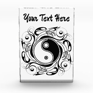 Yin & Yang-symbool zwart-wit tattoo-stijl Fotoblokken