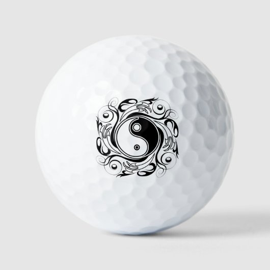 Yin & Yang Symbool Zwart-wit Tattoo Stijl Golfballen (Voorkant)