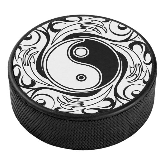 Yin & Yang Symbool Zwart-wit Tattoo Stijl Hockey Puck (3/4)